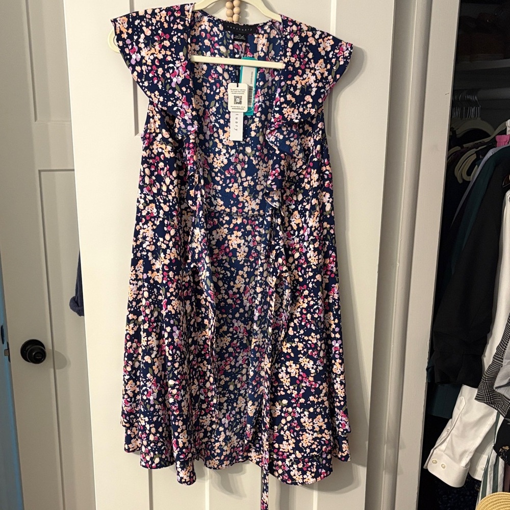 Sanctuary Johanna Wrap Dress - Blue and Pink